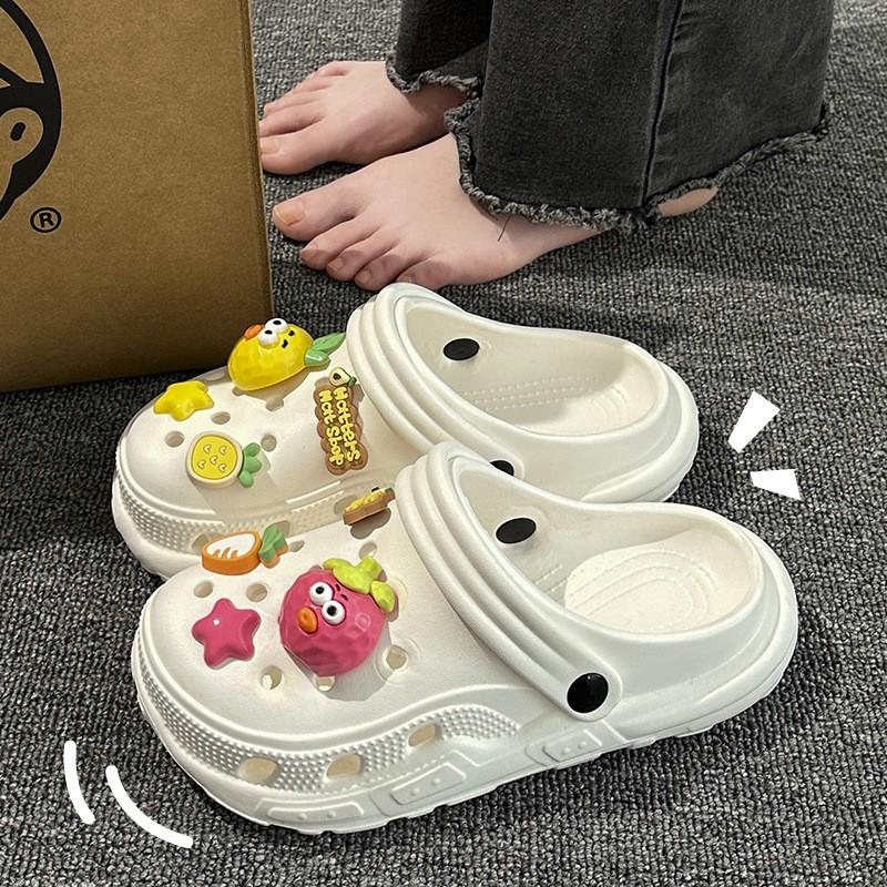 

Couples Summer Solid Color Hole Shoes Slippers For Outdoor Wear 35 белый