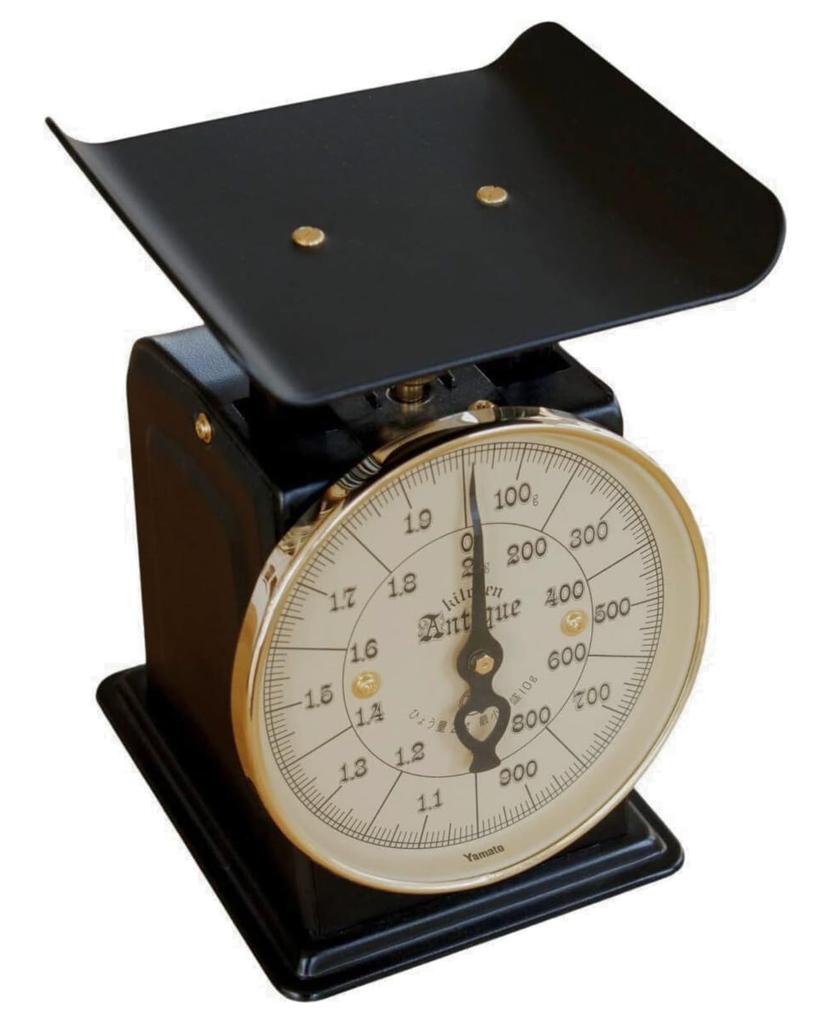 Yamato Antique Kitchen Scale 2kg, 10g increments, Made in Japan, Black, SSA-2 (Yamato Scale Co., Ltd.)