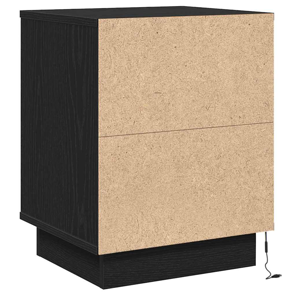 Nightstand Black Oak Look 39 x 34.5 x 50 cm Engineered Wood