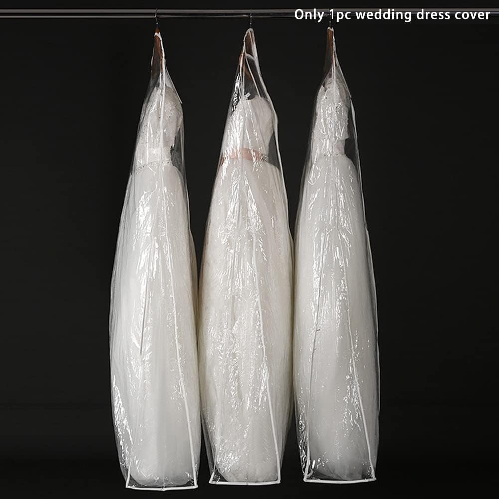 Xiaokeis Dress Garment Bag, Dirt-Proof Suit Protector Cover Bag with Zipper for Long Dresses, Wedding Dress Garment Bag, Clear Garment Bags for Long