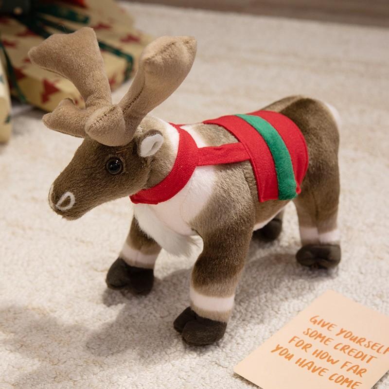 Christmas Reindeer Plush Decor With Pp Cotton Filling For Holiday Festivities