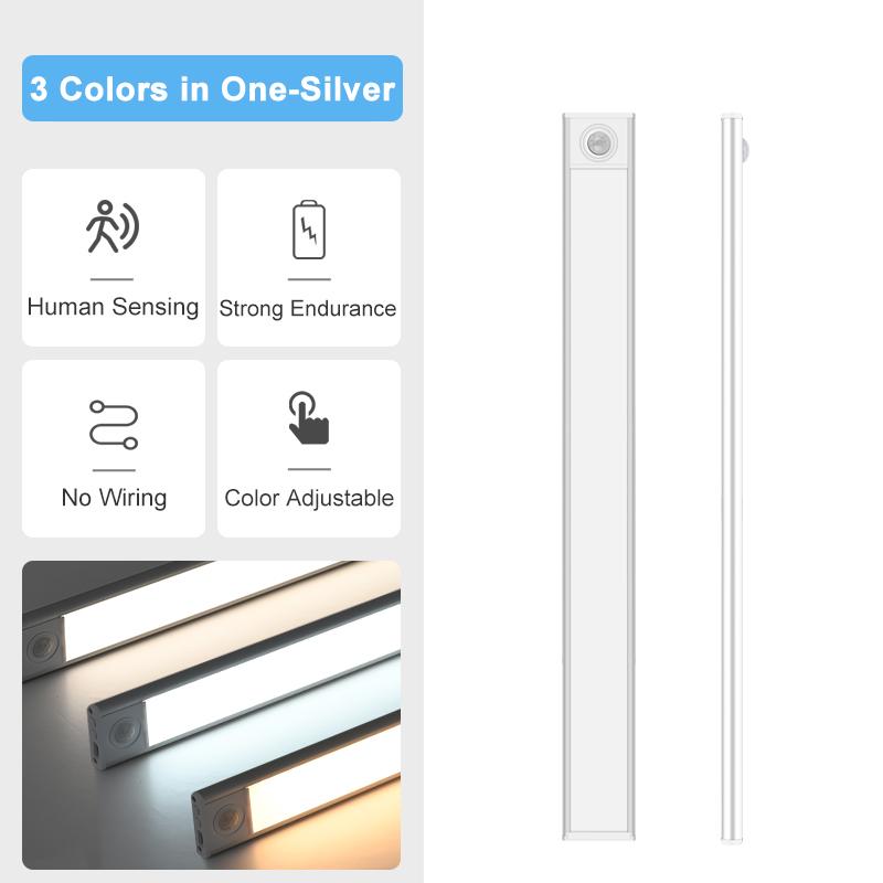 

Светодиодный ночник TYPE-C датчик движения беспроводной шкаф освещение для кухни спальни шкаф магнитное освещение 3 цвета в одной лампе 40CM-3 Colors In 1