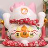 Cartoon Maneki Neko Ornament Ceramic Lucky Cat Figurine Pink BOW-TIE Fortune Cat Statue Home Decorative Money Box Piggy Bank