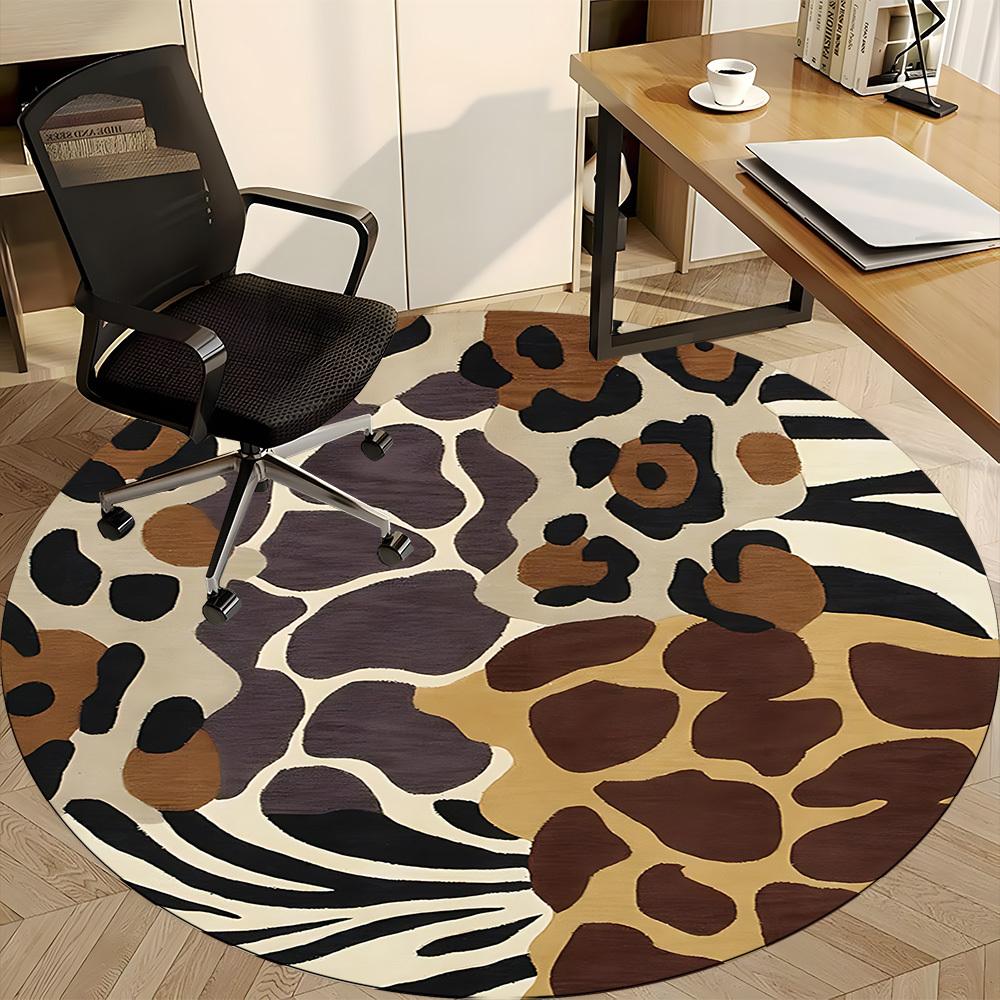 1pc Leopard Print Chair Carpet for Office, Soft Flannel Throw Mat, Perfect for Office, Holiday Party Decoration Choice yy260209046
