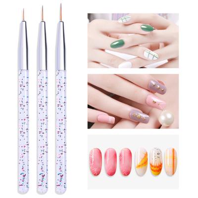 Yousheng 3Pcs/Set Nail Painting Pen Colorful Surface Ergonomics Handle Ultra Thin Flower Design Stripes Lines Liner DIY Drawing Pen for Manicure