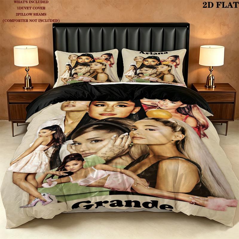Ariana Grande Bedding Quilt Set Quilt Cover Pillowcase Home Decoration Birthday Gift (1 * duvet cover + 2 * pillowcase, without core)