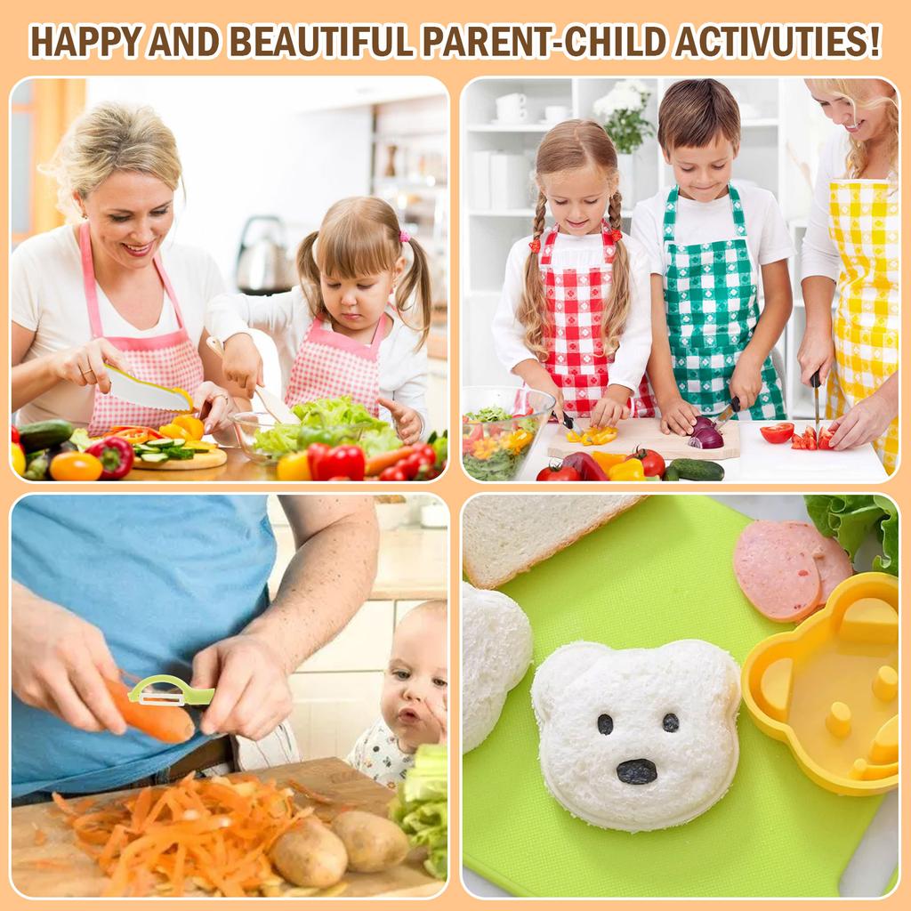 25/7pcs Kids Cooking Cutter Set Toddler Wood Cutter Plastic Fruit Knives Peeler for Kitchen Accessories Montessori Kids Cutter