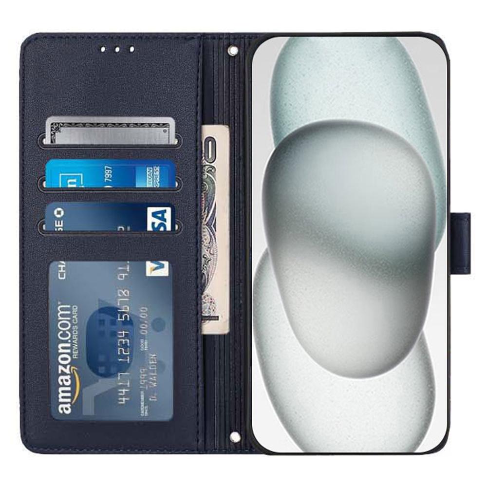 

For Samsung Galaxy S23 FE Case with Strap RFID Blocking Leather Wallet Phone Cover Cat Mouse Pattern Sapphire