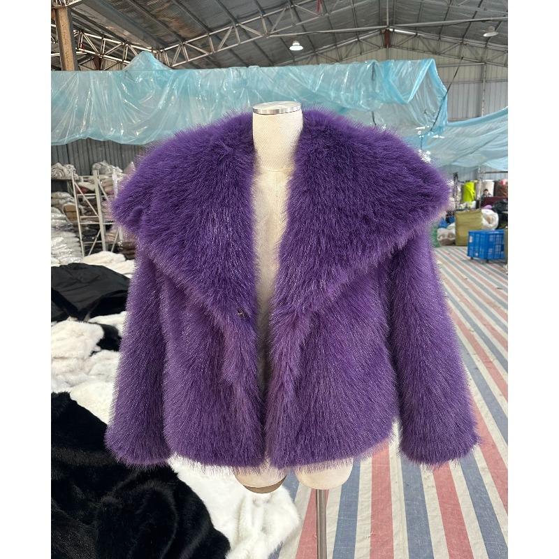 Giacca invernale in pelliccia con bavero in pelo di visone top da donna soffice ampia corta