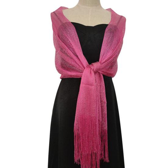 Elegant Bride Shawl Ultralight Pure Color Tassels Decor Evening Shawl for Female