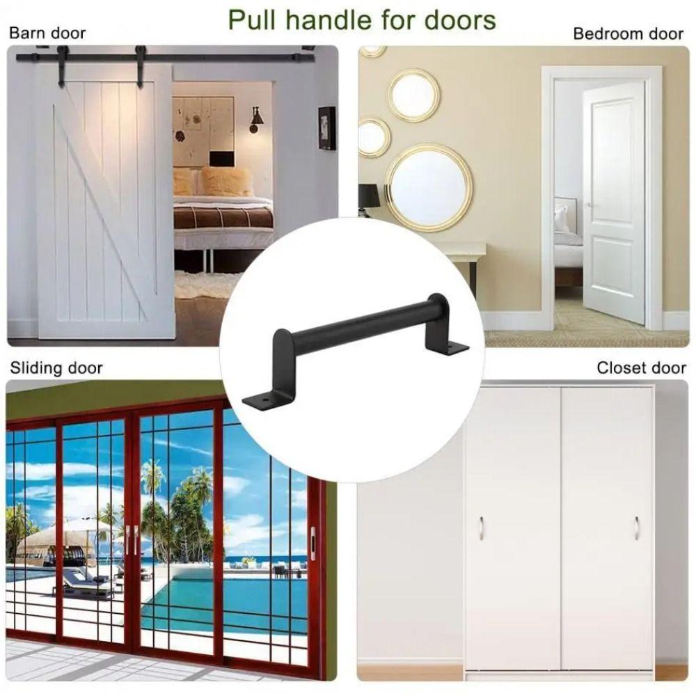 Long Base Sliding Barn Door Handle Black Barn Door Hardware Carbon Steel Handle  Garden Gates