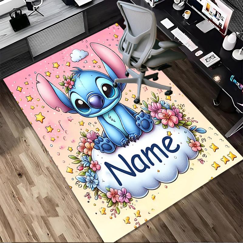 Personalized Name Stitch Dreams Living Room Non-Slip Area Rug Soft Carpet for Bedroom Kids Playroom Sofa Office Home Decor Doormat