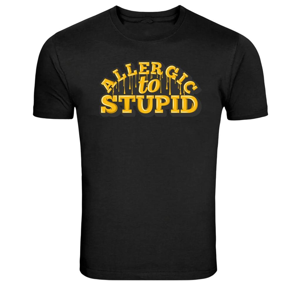 Allergic To Stupid Funny Sarcastic Quote Graphic T-Shirt