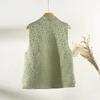 Retro Buckle Green Vest Female 2025 Jacquard Mori Zen Improvement