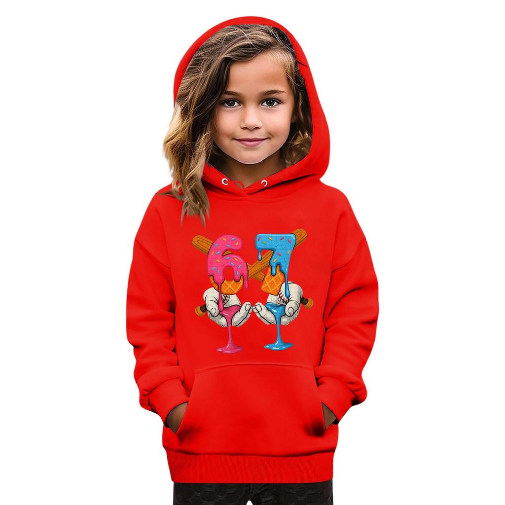 Kids' Fashion Printed Pullover Casual Long-Sleeve Crewneck Hoodie Top