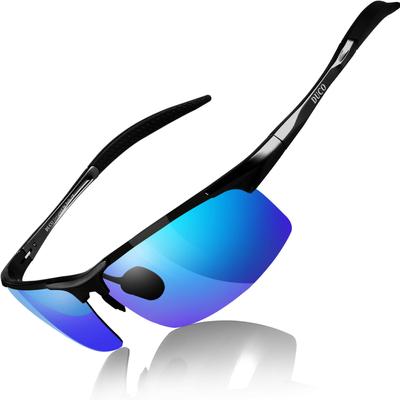 Polarized Sports Sunglasses UV400 Sunglass Blue Alloy Ultra Light Sunglasses for Men 8177 [DUCO] Men's AL-MG Driving/Biking/Fishing/Running/Golf