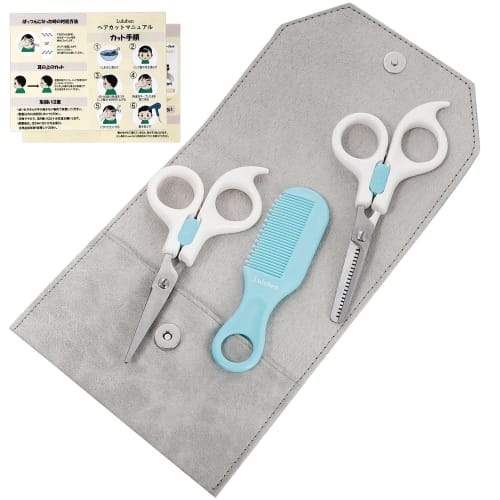 

[Supervised by a visiting hairdresser for children] Haircutting scissors for children, thinning scissors, self-cutting scissors, cushion comb, for hom