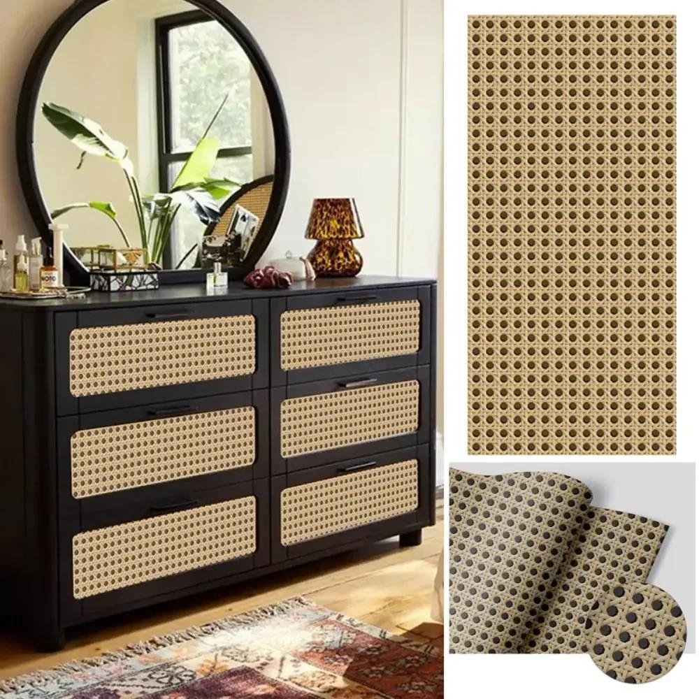 Naklejki ścienne ze wzorem plecionki bambusowej Samoprzylepne w stylu retro Naklejka na meble DIY Żółto-czarna tapeta z siatką plastra miodu