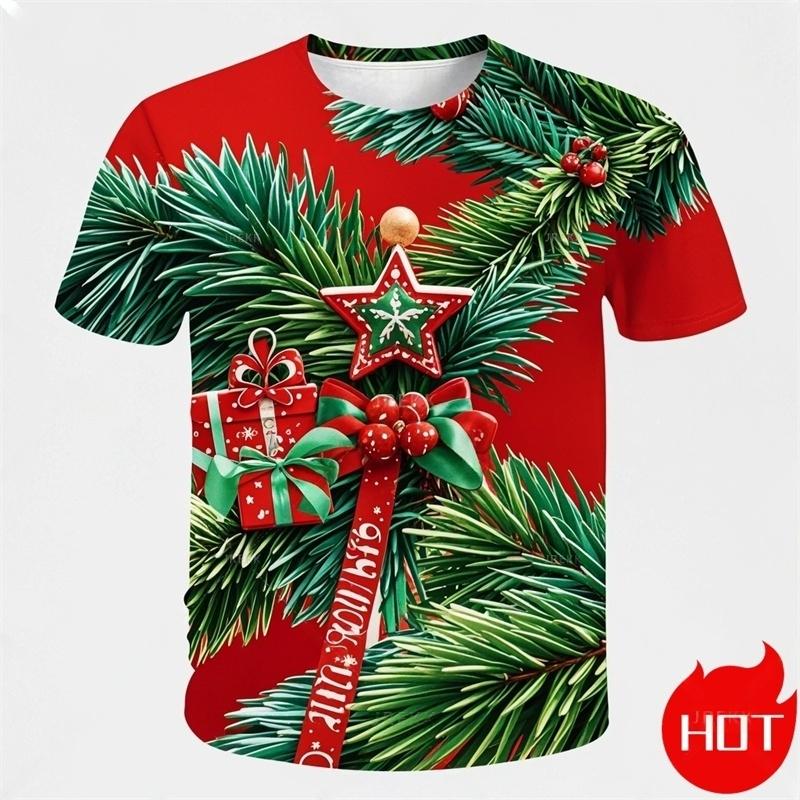 Summer Fashion 3D Print Merry Christmas T Shirt Cute Santa Xmas Christmas Trees Graphic T-shirts Men Funny Streetwear Tee Shirts