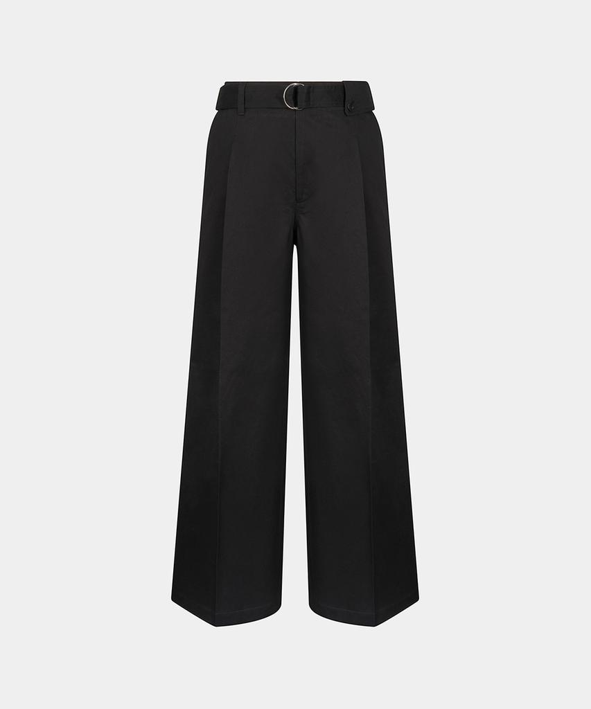 Noiseu W Cotton Belted Wide Pants - Black