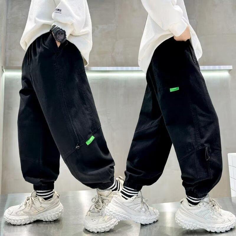 

Дитячий комбінезон брюки хлопчик ретро гангстер гарний прилив легінси хлопчики повсякденні штани весна осінь 170 чорний