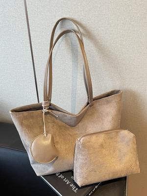 Korean Fashionable Large-Capacity Retro Shoulder Tote Bag for Women, 2025 Style, Mother-and-Child Casual Underarm Design
