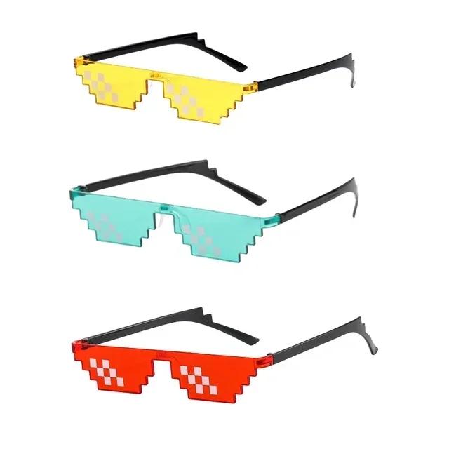 Vintage Halloween Pixelated Mosaic Glasses Novel Funny Party Glasses Cosplay Gamer Robot Sunglasses for Men & Women