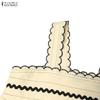 ZANZEA Women Bohemian Casual Square Collar Summer Sleeveless Holiday Long Dress