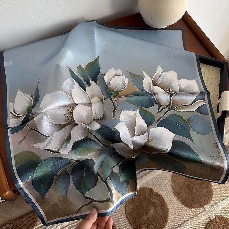 100% Natural Real Silk Scarf Women Bandana Square Scarves Wrap Kerchief Mulberry Spring Luxury Summer Beach High Quality Hijab