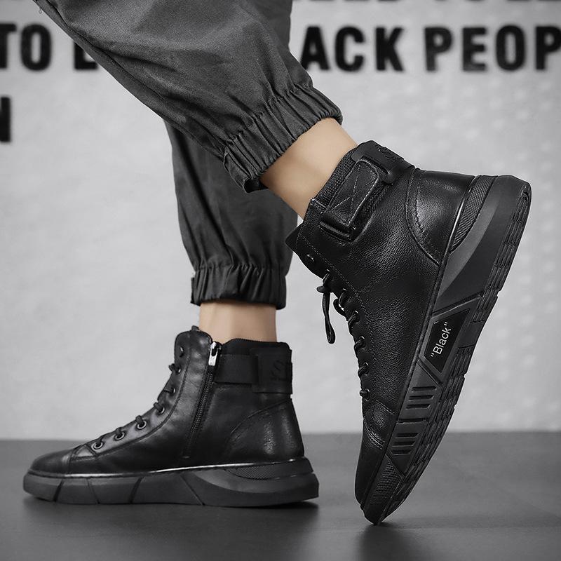New autumn and winter high-top shoes Martin boots casual shoes British men's boots high-top medium tube shoes