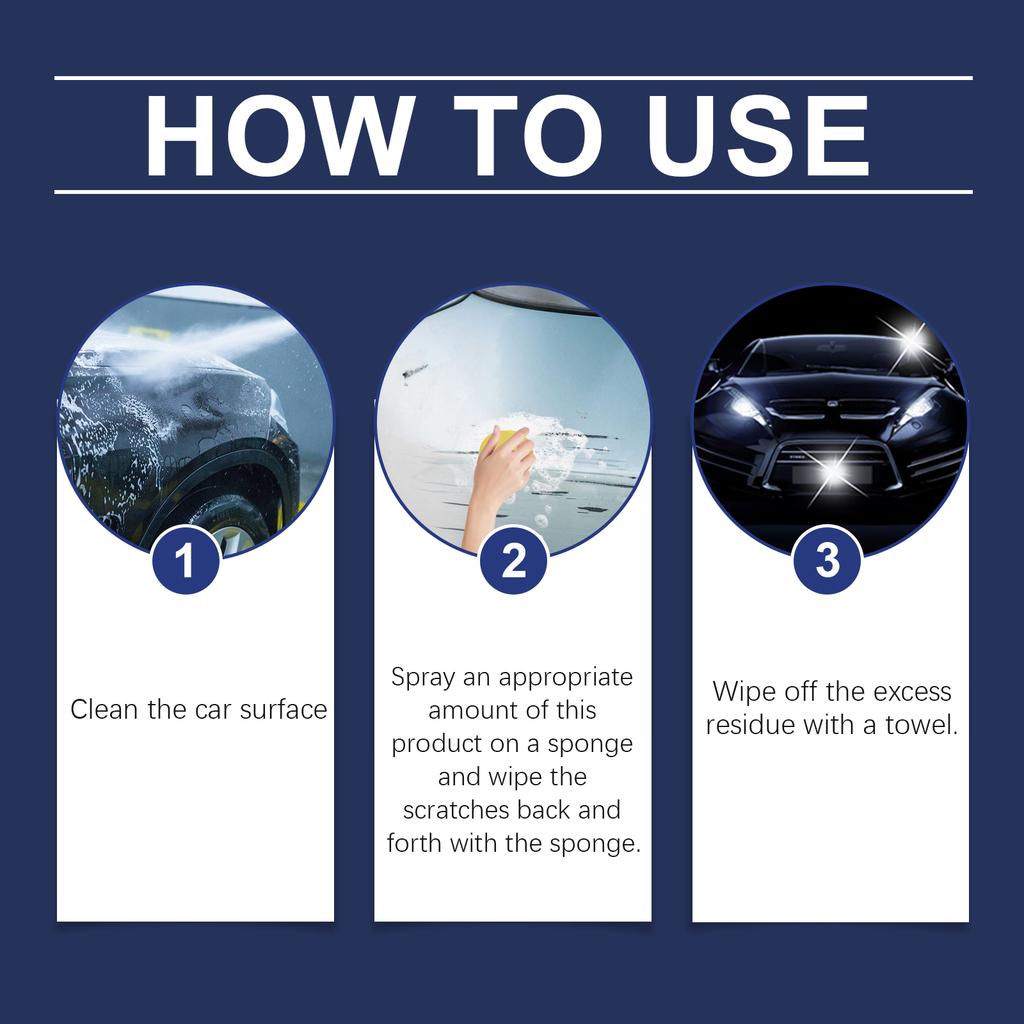 Car Scratch Remover Spray Instant Paint Repair Gloss Clear Coat Safe Removal for Swirl Marks Easy Spray Wipe Application 100ml