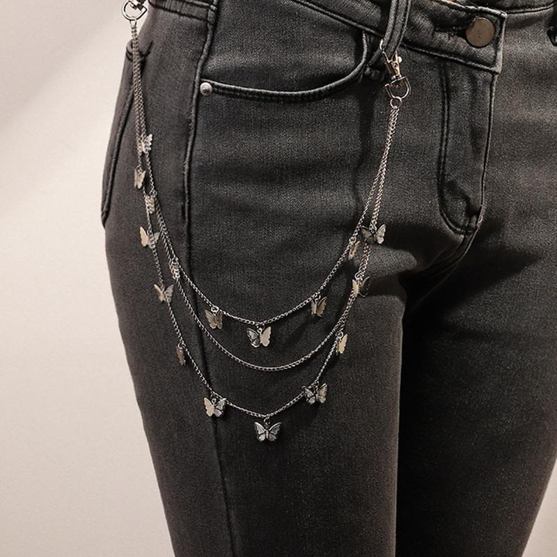 Punk personality hip hop butterfly lock various trouser chains ins punk love pants accessories