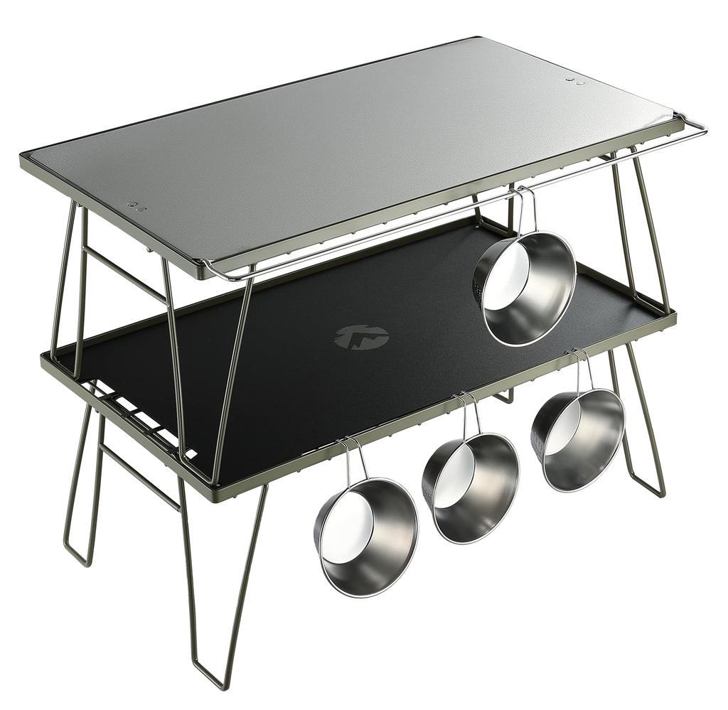 CAMPING MOON Ground Rack/Field Rack, Aluminum Top, Black, with Black Gear, T-2308-BK
