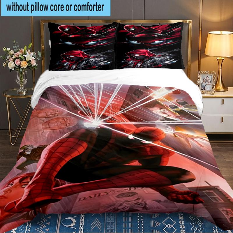 3PCS Red Spider Art Bedding set,Ideal For1pc Duvet Cover And 2pcs Pillowcases Perfect for Christmas gift,Ideal for Bedroom, Dormitory
