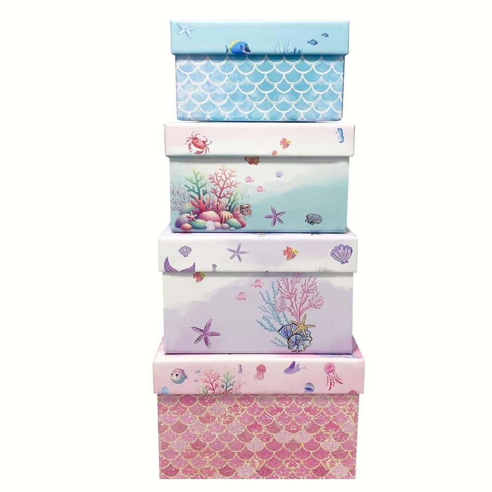 

Stackable Mermaid Princess Gift Box Cartoon Square Gift Box Round Packaging Box Candy Square