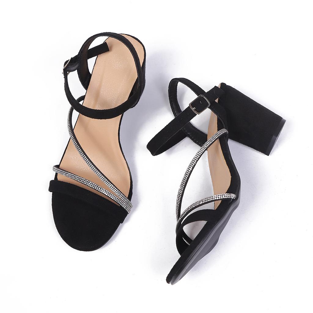 22 Frühling und Sommer neue dicke Sohle Schnalle Fischmaul Strass Premium Freizeit Strand Sandalen