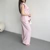 European and American women's clothing new V-neck drawstring waist slim top high waist wide leg pants commuter suit