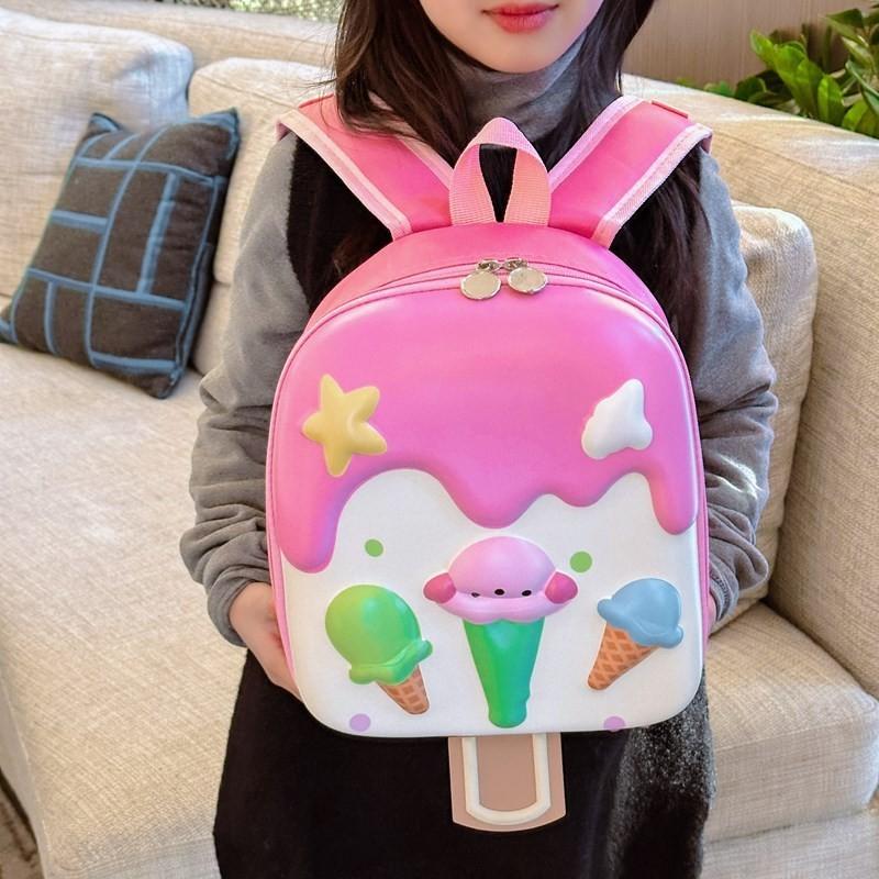 Baby School Kids Bag With Cartoon Ice Cream Design And Durable Oxford Fabric