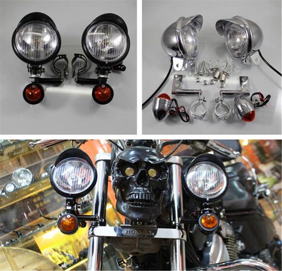 Chrome Plated Fog Lamp Set For Cruising Motorcycle