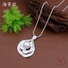 New Matte Hollow Pearl Inlaid Flower Long Pendant Women's Exaggerated Geometric Flower Long Necklace