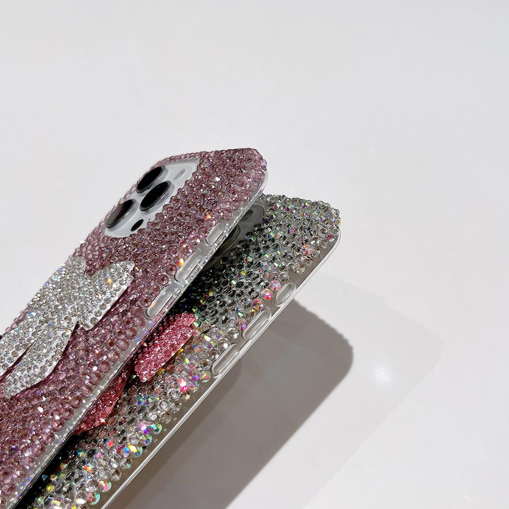 Bling Diamond Crystal Bowknot Glitter Phone Case for IPhone 16 15 14 13 12 Air 17 Pro Max 11 Shockproof Stylish Back Case Cover