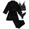 GMXIA Ladies' Pajama Four-piece Set, Lingerie, Large-sized Home Wear, Lace Pajama Sets