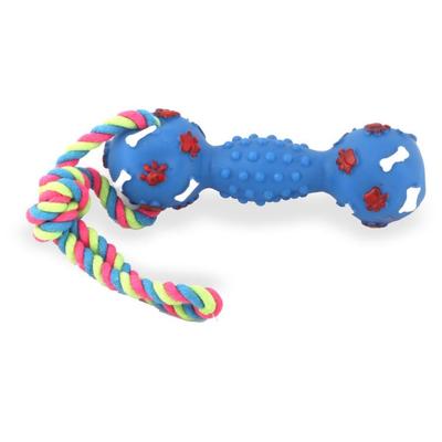 Blue Squeaky Teether with String
