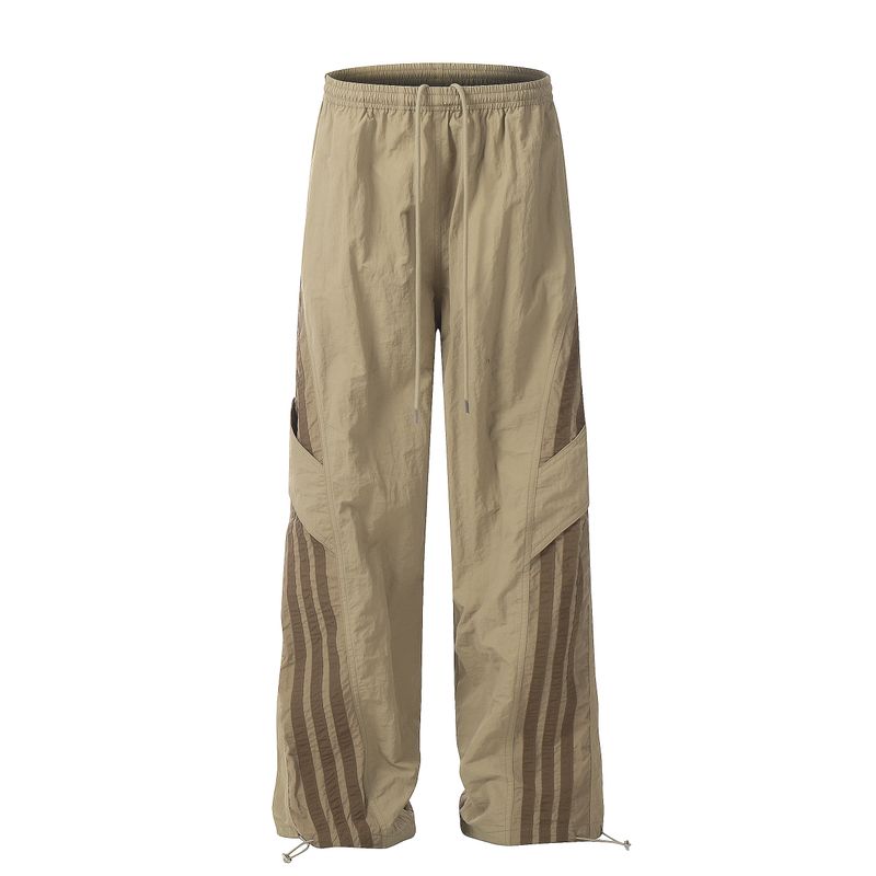 

Medm Beprp Trendy American-Style Striped Cargo Pants for Men, Thin Loose Straight Khaki Paratrooper Pants Kz26 Yellow 3XL(Recommend 92.5-100kg)