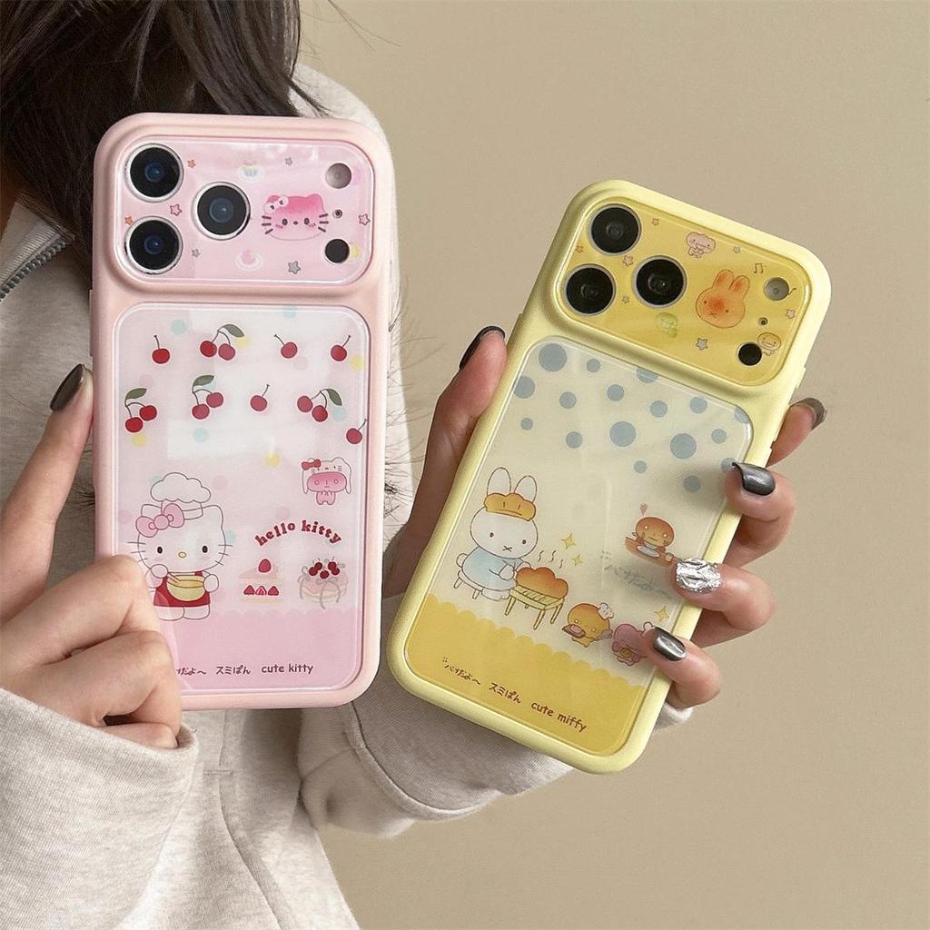 Large Cartoon KT Cat & Rabbit Anti-Drop Phone Case for iPhone 15/16/17 Pro Max