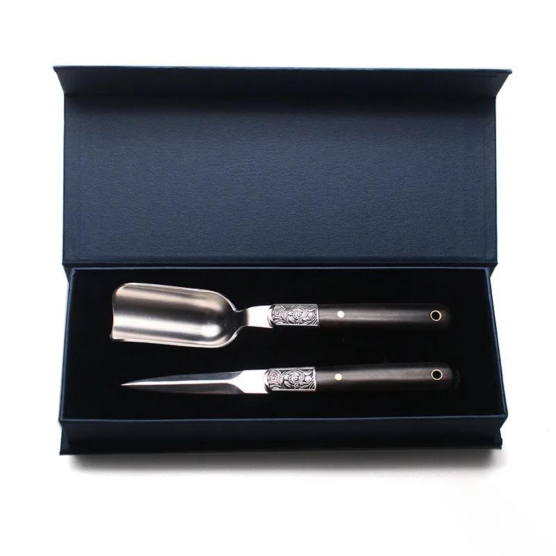 2 Piece Stainless Steel Tea Tool Set Rosewood Handle Pu er Tea Knife & Tea Spoon Practical Tea Cake Prying Tea Ceremony Accessories белый