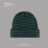 Japanese style Striped Letter Loose Large Headed Woolen Cap Warm and Versatile for Children In Autumn and Winter  Knitted Cap Pile Cap for Men