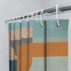 Modern Geometric Print Shower Curtain For Bathroom Decor Orange Blue Beige Design Waterproof Bath Rug Liner