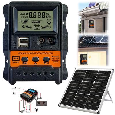 10A/20A/30A Solar Charge Regulator LCD Display Current PWM Controller Dual USB 5V 2.5A Output for Solar Panel Lead Acid Battery