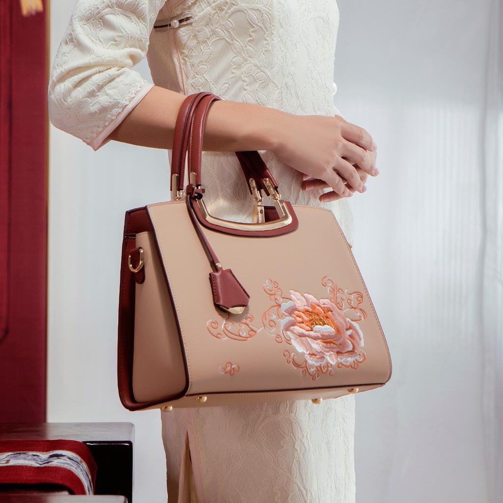 Embroidered Mommy Bag 2024 New Model Large Capacity Handbag Crossbody Bag for Middle-Aged Women Practical Birthday Gift